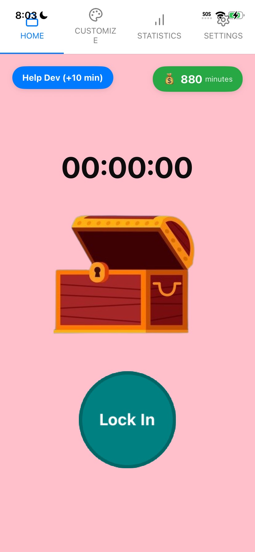 Lock In Home Screen with gamification